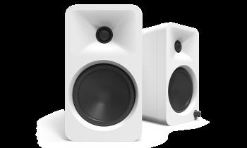 KANTO AUDIO 140W POWERED REFERENCE DESKTOP SPEAKERS WITH BLUETOOTH - WHITE, PAIR (INCLUDES TYPE G POWER CORD)