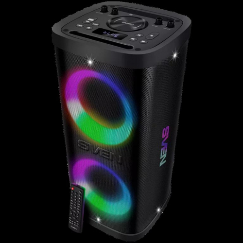 Portable speaker SVEN PS-930, black, power output 2x75W (RMS), TWS, Bluetooth, FM, USB, microSD, LED-display, lithium battery