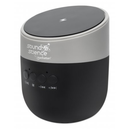 MANHATTAN Sound Science Bluetooth-Lautsprecher mit Induktionsladepad bis zu 5W 5V/1A Bedienelemente MicroSD-Slot schwarz/anthrazit