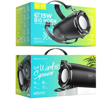 HOCO HC5 Cool Enjoy Portable speaker Blutooth/ FM/ TF card/ USB memory stick/ AUX 2 x 15 W Black