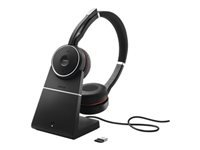 JABRA Evolve 75 SE MS Stereo Headset on-ear Bluetooth wireless active noise cancelling USB with charging stand Certified MS Team