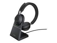 JABRA Evolve2 65 MS Stereo Headset on-ear Bluetooth wireless USB-C noise isolating black with charging stand Certified for MS Te