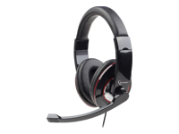 GEMBIRD usb stereo Headset  rotating music gooseneck Microphone  inline volume control adjustable headband black/red