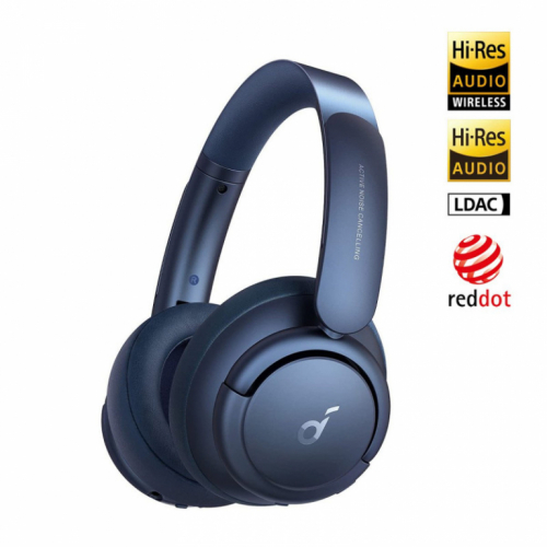 Soundcore Life Q35 - Headphones with mic - full size - Bluetooth - wireless, wired - NFC - active noise cancelling - 3.5 mm jack - blue 