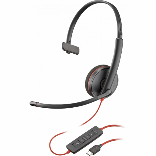 Poly Blackwire 3210 - Blackwire 3200 Series - headset - on-ear - wired - active noise cancelling - USB-C (USB-A adapter)