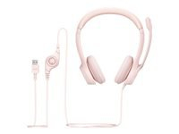 LOGITECH H390 Headset on-ear wired USB-A rose