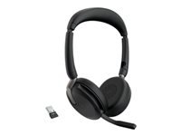 JABRA Evolve2 65 Flex UC Stereo Headset on-ear Bluetooth wireless active noise cancelling USB-A black with wireless charge pad U