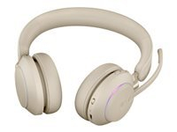 JABRA Evolve2 65 MS Stereo Headset on-ear Bluetooth wireless USB-C noise isolating beige Certified for Microsoft Teams