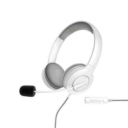 Energy Sistem Headset Office 3 White (USB and 3.5 mm plug, volume and mute control, retractable boom mic) | Energy Sistem | Wired Earphones | Headset Office 3 | Wired | On-Ear | Microphone | White 452156