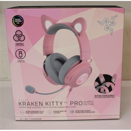 Taastatud.  Razer Kraken V2 Pro, Kitty Edition | Razer Wired | Over-Ear | UNPACKED, USED, DIRTY, SCRATCHED RZ04-04510200-R3M1SO