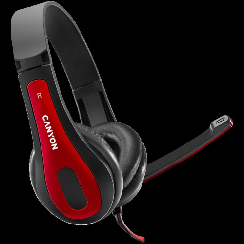 CANYON PC Headset HSC-1 PC Mic Flat 2m Black Red