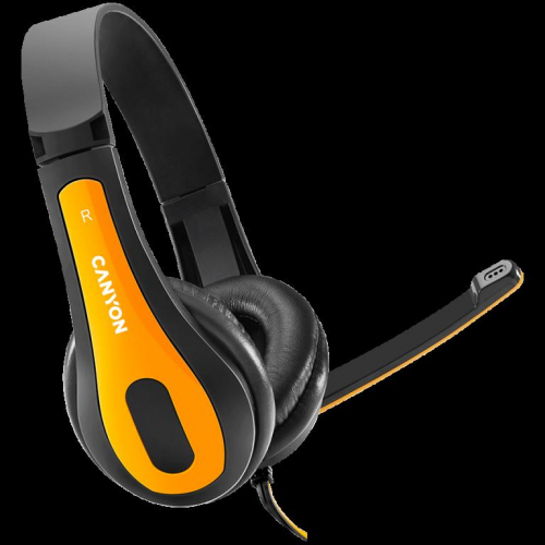 CANYON PC Headset HSC-1 PC Mic Flat 2m Black Yellow