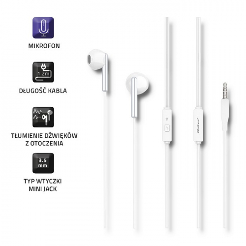 Qoltec In-ear headphone + Mikrofon, white