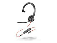 HP Poly Blackwire 3315 Monaural USB-C Headset +3.5mm Plug +USB-C/A Adapter