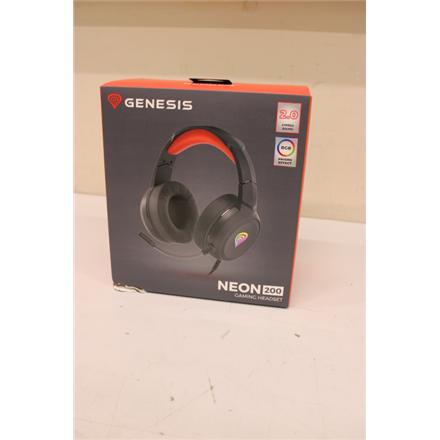 Renew. GENESIS Neon 200 Gaming Headset, On-Ear, Wired, Microphone, Black | Genesis | Gaming Headset | Neon 200 | Wired | On-Ear | DAMAGED PACKAGING NSG-1609SO