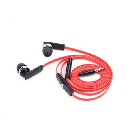 Gembird | Porto earphones with Mikrofon and volume control with flat cable | Built-in Mikrofon | 3.5 mm | Red/Black