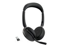 JABRA Evolve2 65 Flex UC Stereo Kõrvaklapid mikrofoniga on-ear Bluetooth wireless active noise cancelling USB-A black with wireless charge pad U