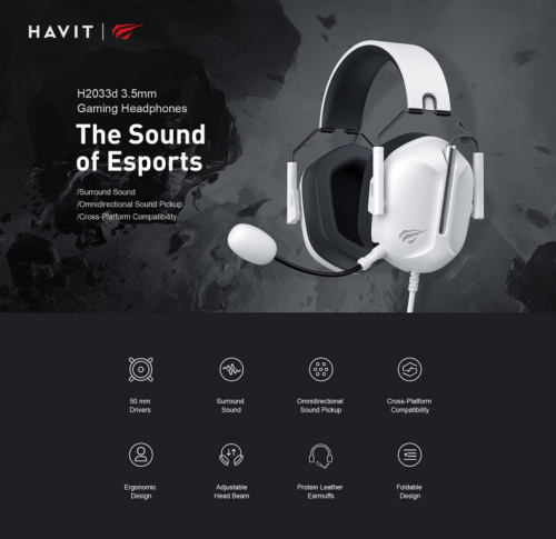 Havit H2033D Gaming Kulaklık Beyaz Headset Wired & Wireless In-ear White