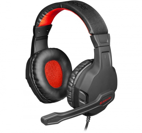 DEFENDER HEADPHONES WITH Microphone CUJO BLACK-RED