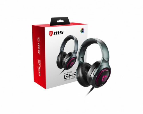 MSI IMMERSE GH50 7.1 Virtual Surround Sound RGB Gaming Kõrvaklapid mikrofoniga 'Black with Ambient Dragon Logo, RGB Mystic Light, USB, inline audio controller, 40mm Drivers, detachable Mic'