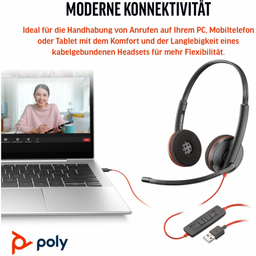 HP Poly Kõrvaklapid mikrofoniga Blackwire C3220 Stereo USB-C/A