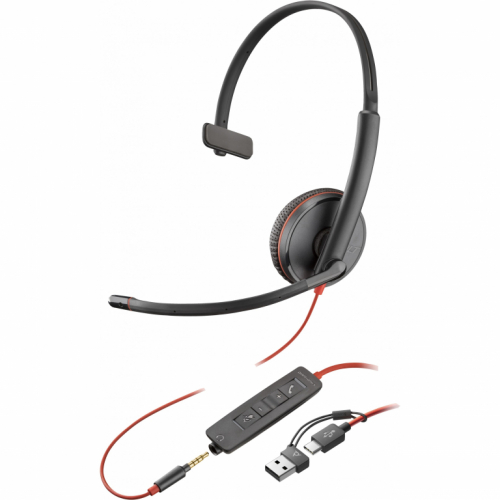 HP Poly Headset Blackwire C3215 Mono USB-C/A & 3,5 mm