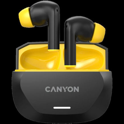 CANYON Kõrvaklapid mikrofoniga HEXAGON 7 TWS ANC+ENC Wireless Charge Black Yellow