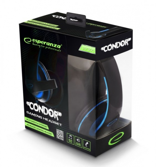 Esperanza EGH300B Kõrvaklapid mikrofoniga Wired Head-band Gaming Black, Blue