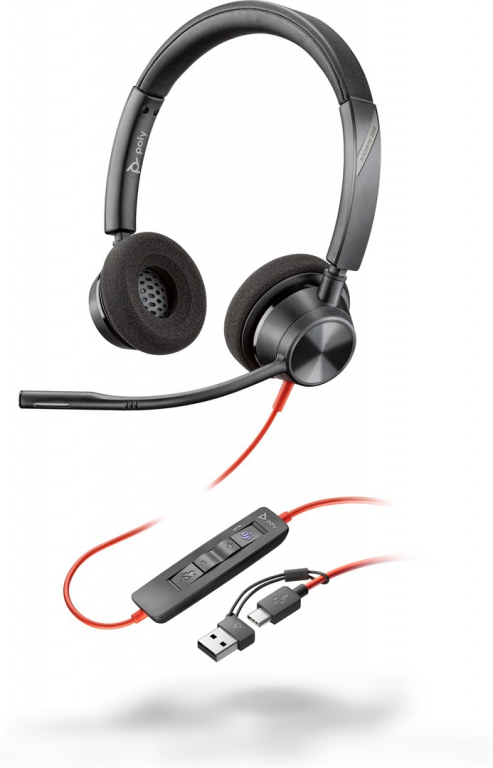 POLY Blackwire 3320 Stereo Microsoft Teams Certified USB-C Kõrvaklapid mikrofoniga +USB-C/A Adapter