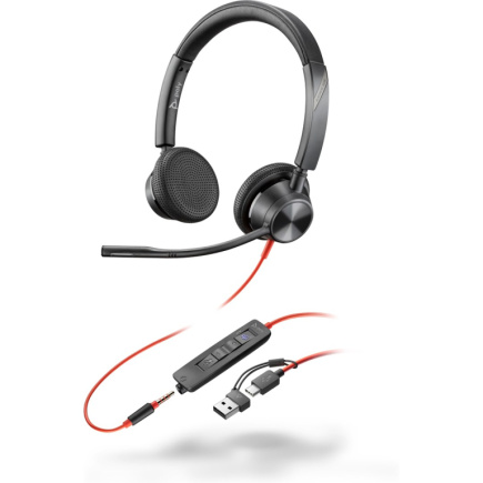 Wired Kõrvaklapid mikrofoniga POLY Blackwire 3325 Stereo Microsoft Teams Certified USB-C Kõrvaklapid mikrofoniga with 3.5mm Plug and USB-C/A Adapter