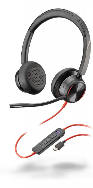 Poly Blackwire 8225 Stereo Microsoft Teams Certified USB-C Kõrvaklapid mikrofoniga +USB-C/A Adapter