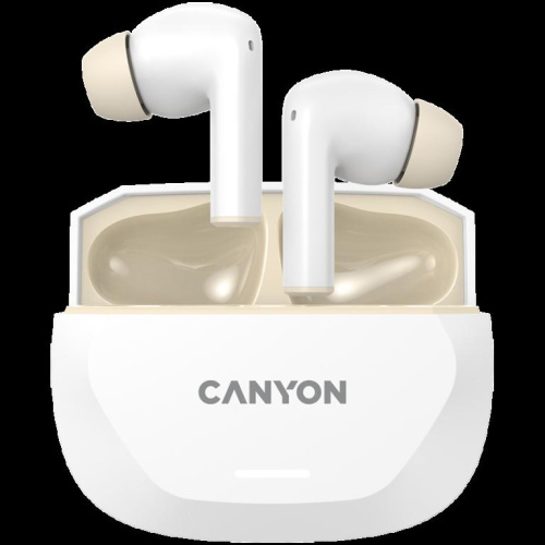 CANYON Kõrvaklapid mikrofoniga HEXAGON 7 TWS ANC+ENC Wireless Charge White Beige
