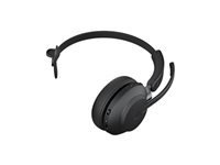 JABRA Evolve2 65 MS Mono Kõrvaklapid mikrofoniga on-ear convertible Bluetooth wireless USB-A noise isolating black Certified for Microsoft Teams