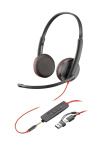 Poly Blackwire 3225 Stereo USB-C Headset +3.5mm Plug +USB-C/A Adapter (Bulk)