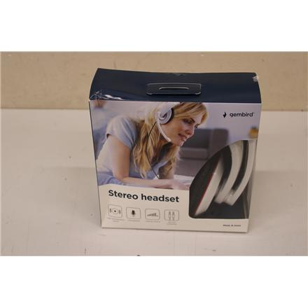 Taastatud. Gembird MHS-001-GW Stereo Kõrvaklapid mikrofoniga, glossy white | Gembird | MHS-001-GW | Stereo Kõrvaklapid mikrofoniga | Built-in Mikrofon | 3.5 mm | Glossy white | DAMAGED PACKAGING