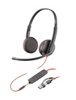 Poly Blackwire 3225 Stereo USB-C Kõrvaklapid mikrofoniga +3.5mm Plug +USB-C/A Adapter (Bulk)