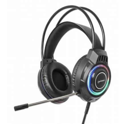 MANHATTAN RGB LED Over-Ear USB Gaming-Kõrvaklapid mikrofoniga Kabelgebunden