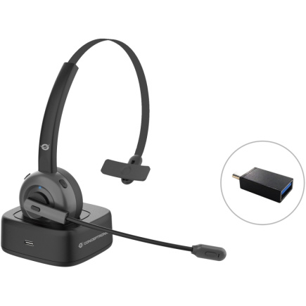 CONCEPTRONIC Kõrvaklapid mikrofoniga Wireless BT 5.0 +Ladestation Must