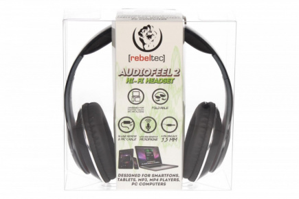 Rebeltec Stereo Headset with Microphone, 4pin mini jack AUDIOFEEL2 Black