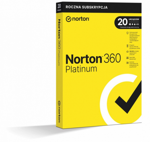 Norton 360 Platinum BOX 100GB PL 1User 20Devices 1Year 21427517