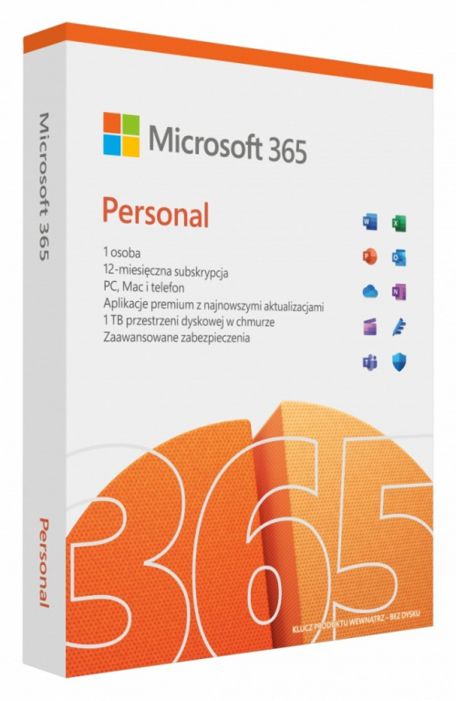 Microsoft Microsoft 365 Personal PL P10 1Y 1User/5Devices Win/Mac Medialess Box QQ2-01752