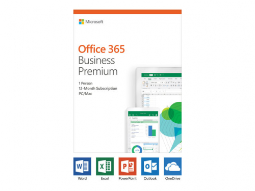 Microsoft KLQ-00388 Office 365 Business Premium Retail, 1 year, 1 user (5 devices), Full packaged product (FPP), English, Medialess box