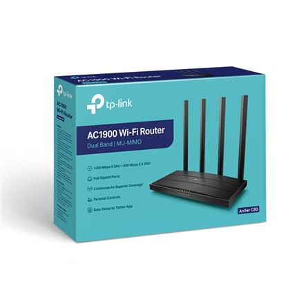 TP-Link Archer C80 - Wireless router - AC1900 - 4-port switch - GigE - Wi-Fi 5 - Dual Band 