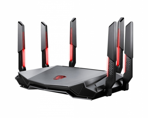 MSI RADIX AXE6600 WIFI 6E TRI-BAND wireless router Gigabit Ethernet Dual-band (2.4 GHz / 5 GHz) Black, Red