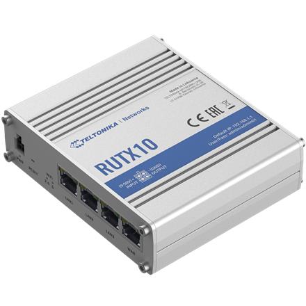 Industrial Router | RUTX10 | 802.11ac | 867 Mbit/s | 10/100/1000 Mbit/s | Ethernet LAN (RJ-45) ports 4 | Mesh Support No | MU-MiMO No | No mobile broadband | 1 | 24 month(s)