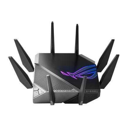 Wi-Fi 6 Tri-Band Gigabit Gaming Router | ROG GT-AXE11000 Rapture | 802.11ax | 1148+4804+4804 Mbit/s | 10/100/1000/2500 Mbit/s | Ethernet LAN (RJ-45) ports 5 | Mesh Support Yes | MU-MiMO Yes | No mobile broadband | Antenna type External | 2xUSB 3.2