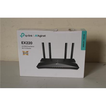 Renew. | TP-LINK AX1800 Dual Band Wi-Fi 6 Router | EX220 | 802.11ax | 10/100/1000 Mbit/s | Ethernet LAN (RJ-45) ports 4 | Mesh Support Yes | MU-MiMO Yes | No mobile broadband | Antenna type External | DAMAGED PACKAGING
