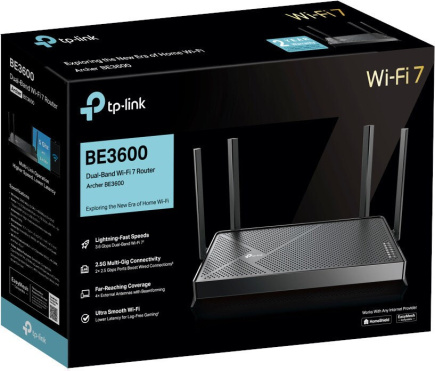 TP-Link Archer BE3600 wireless router 2.5 Gigabit Ethernet Dual-band (2.4 GHz / 5 GHz) Black KILTPLROU0148