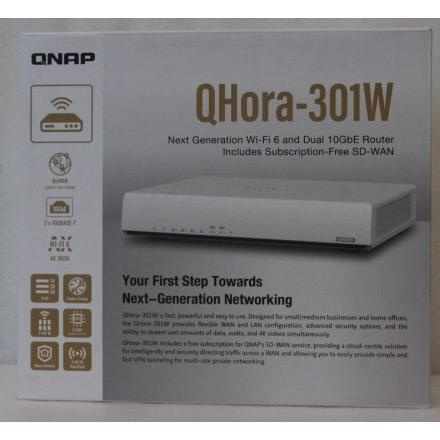 Taastatud. QNAP QHora-301W WiFi 6 up to 3.5Gbps Speed AX optimized Quad-Core Processor 4x4 MU-MIMO & OFDMA 2* 10GbE (Multi-Gig) WAN/LAN adjus | QNAP Dual bandRouter | QHora-301W | 802.11ax | Ethernet LAN (RJ-45) ports 6 | Mesh Support Yes | MU-MiMO Yes |