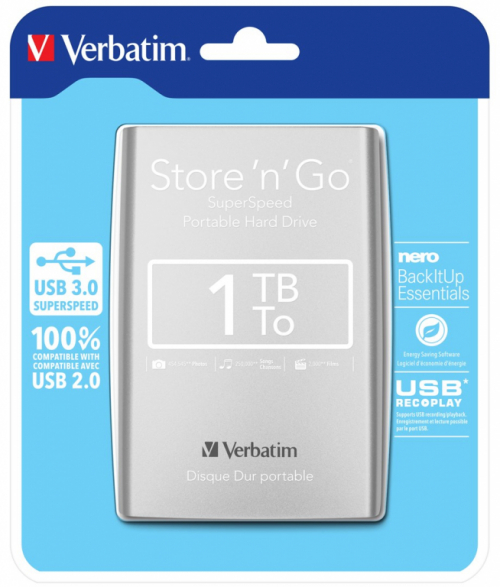 Verbatim Store 'n' Go external hard drive 1000 GB Silver